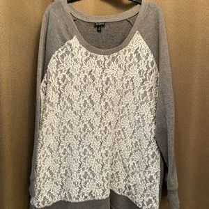 Grey lace sweatshirt torrid